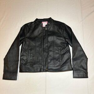 Gymbore Girls Medium 7/8 Black City Kitty Faux Leather Jacket